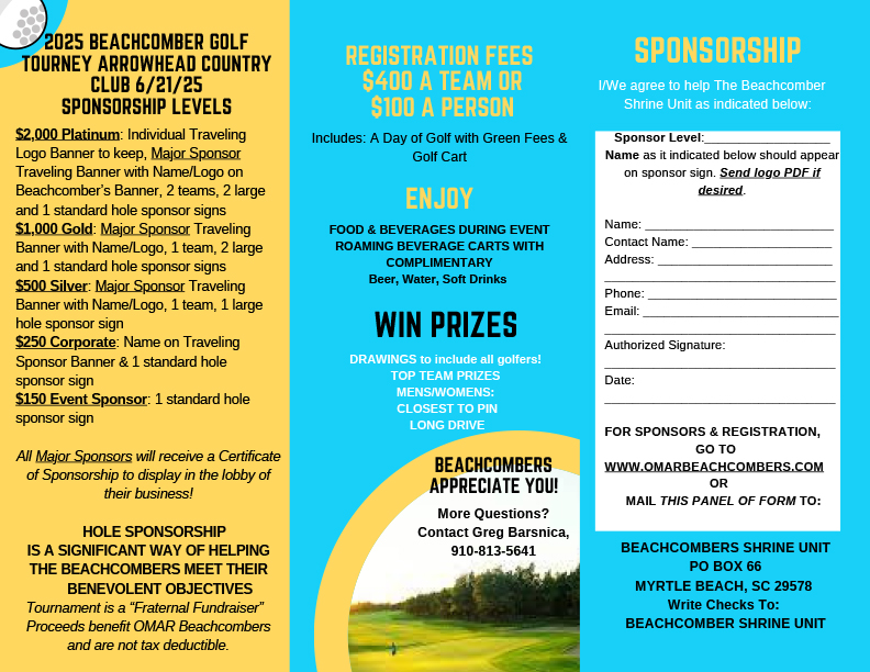 2025 Beachcombers Golf Shootout back