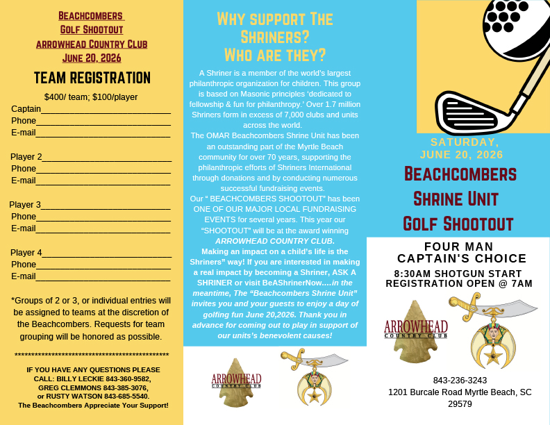 2026 Beachcombers Golf Shootout Front
